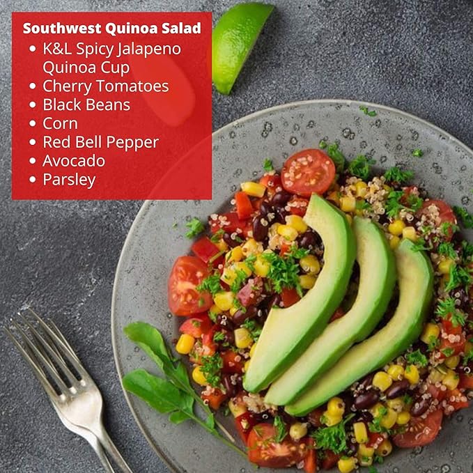 Kitchen &amp Love Jalapeno &amp Roasted Pepper Quinoa Quick Meal 6-Pack | Vegan Gluten-Free Ready-to-Eat No Refrigeration Required