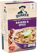 Quaker Instant Oatmeal Raisin &amp Spice Breakfast Cereal 10 count  1.51 oz Packets Per Box (Pack of 4)