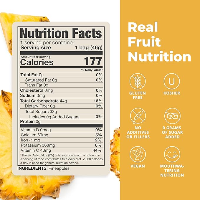 Balance of Nature Freeze-Dried Pineapples (5 Pack) – 100% Real Fruit Crunchy Pineapple Slices Healthy Snack Mouthwatering Nutrition Gluten-Free Vegan No Sugar Added Five 1.6 oz Bags