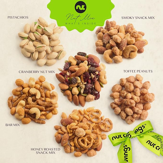 NUT CRAVINGS - Easter Mixed Nuts Gift Basket in Reusable Wooden Crate (12 Assortments) Ramadan Gifts Treats for Adults Food Arrangement Healthy Snack Care Package Kosher