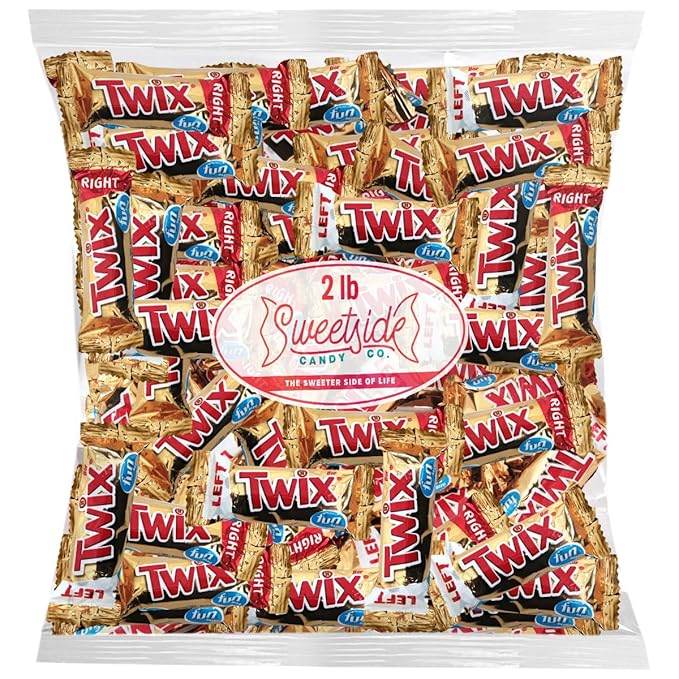 Twix Fun Size Candy Bars Left and Right 2lb Pack of Bulk Chocolate Candy Individually Wrapped Ideal Caramel Chocolate for Sharing with Friends Perfect Twix Mini Candy Bars for Parties and Events