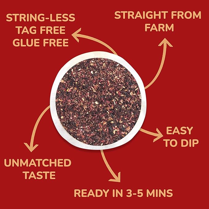 BREWIX Hibiscus Tea Bags (120 Round Tea Bags) | Caffeine-Free Made with Real - Hibiscus Flowers | Naturally Contains Antioxidants &amp can support Overall Health | Premium Quality Round Eco Conscio