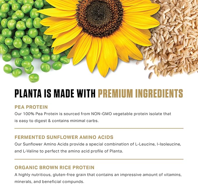 Ambrosia Planta - Plant-Based Protein Powder 20g | Dairy Free Vegan Protein Powder with BCAA Amino Acids | Keto-Friendly No Added Sugar | 25 Servings |Peanut Butter Banana