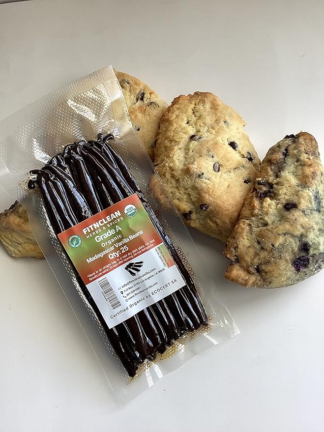 25 Organic Madagascar Vanilla Beans Grade A for Extract Cooking and Baking by FITNCLEAN VANILLA| Certified USDA Organic. Bourbon Fresh Gourmet NON-GMO Whole Pods
