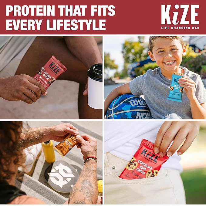 KiZE Energy Bars - Chocolate Lovers Variety Pack - 20-Count - Gluten Free Dairy Free Options Non-GMO and High Protein Meal Replacement Energy Bars Clean and Simple Food Ingredients - 7-10g High Pr