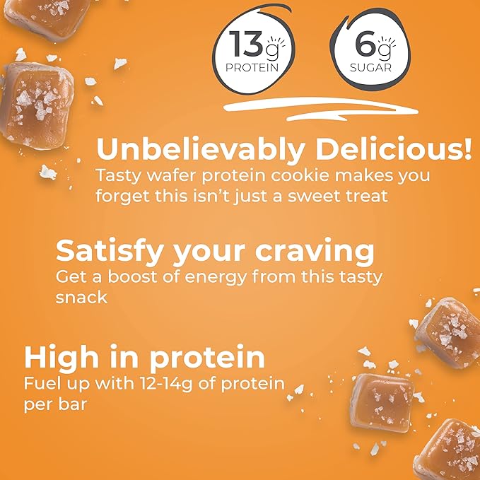 Power Crunch Protein Wafer Bars High Protein Snacks with Delicious Taste Salted Caramel 1.4 Ounce (12 Count)