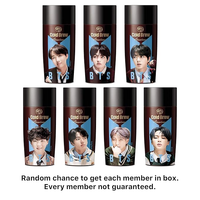 PALDO BTS BangTan Kpop Cold Brew Americano Coffee Bottled Drinks Ready To Drink Unsweetened Beverage Bottle Random Assortment Box (24 Pack x 9.13 Fl Oz)