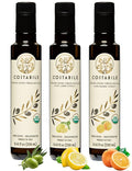 Baking set of Italian Olive Oils for healthy cookies cakes cupcakes brownies. Baking gift set with medium intensity olive oil orange and lemon infused olive oil. Costabile. 3 x 8.45 Fl.Oz.