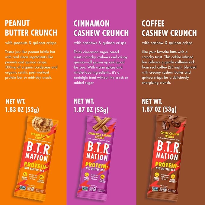 B.T.R. Nation Vegan Keto Plant Based Protein &amp Fiber Bars - High Protein (Sampler Pack) | (9 Pack) | Low Carb &amp GF Free of Sugar Alcohols Dairy Soy and Boosted with Powerful Superfoods!