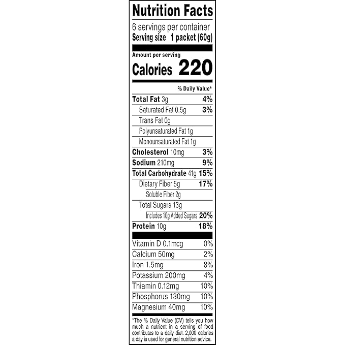 Quaker 10g Protein Instant Oatmeal Apple Cinnamon 2.11oz Packets (Pack of 36)