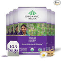 ORGANIC INDIA Tulsi Sleep Herbal Tea - Holy Basil Ashwagandha Chamomile Night Time Tea for Bedtime Stress Relieving &amp Relaxing Immune Support USDA Certified Organic - 18 Infusion Bags 6 Pac