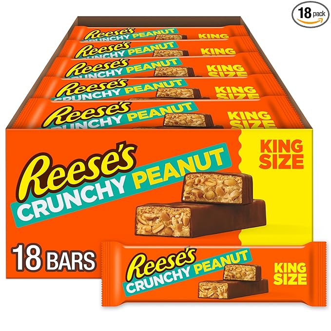 REESE'S Crunchy Peanut Peanut Butter and Peanuts King Size Candy Bars 3.2 oz (18 Count)