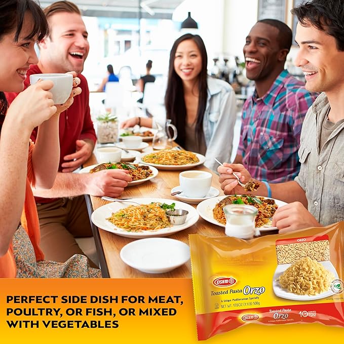 Osem Gourmet Orzo Pasta 4-Pack: Premium Kosher Certified Pasta - Great Taste Wholesome &amp Ready in 10 Minutes - Bulk Value Pack - 4.4lbs Total