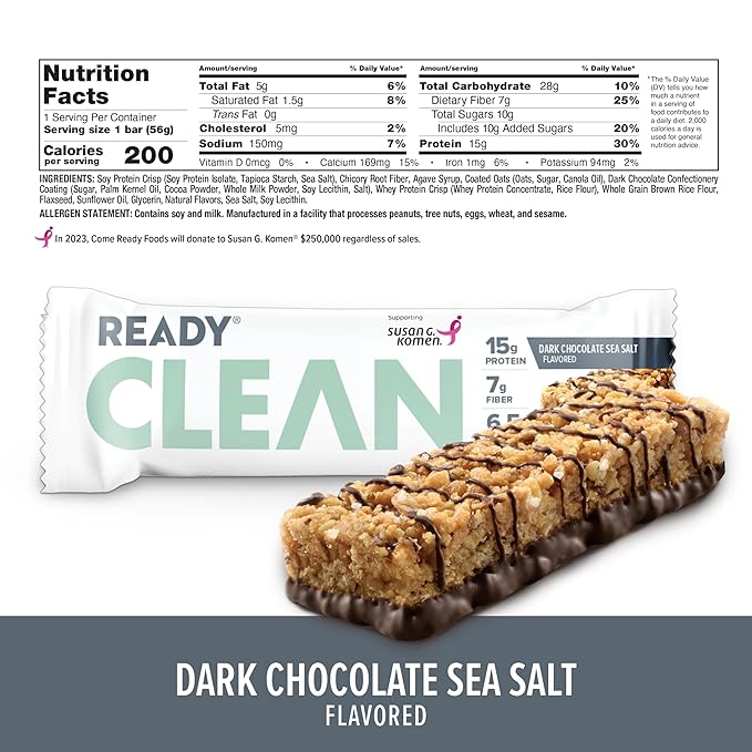 Generic Ready Nutrition Dark Chocolate Sea Salt Clean Protein Bar (In ABOLABAN Packaging With Sticker) (3 Packs/15 Count)