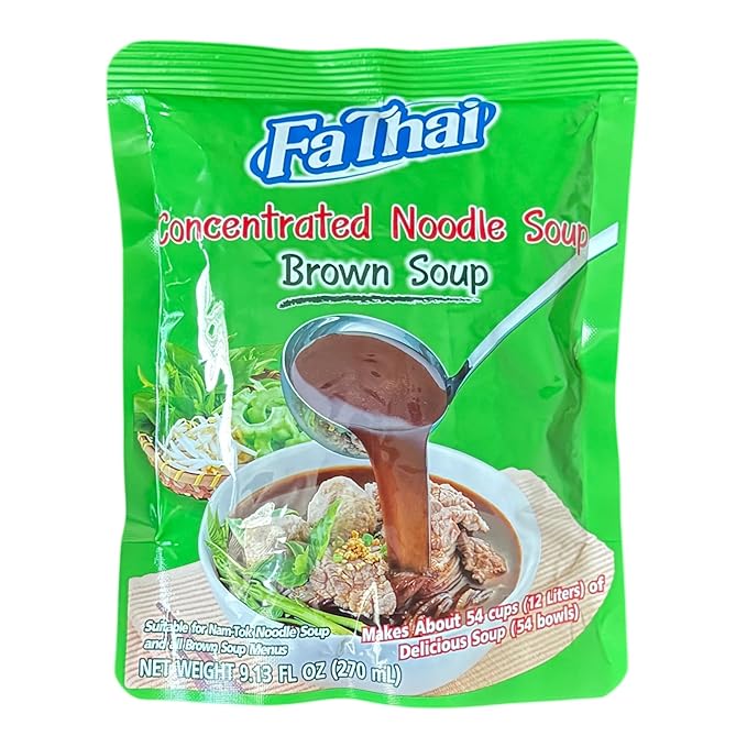 AquaNation Listing For Fa Thai Concentrated Brown Noodle Soup Base 270ml – Authentic Thai Broth for Rich Savory Soups Easy Preparation Imported from Thailand (3 Brown Soup)