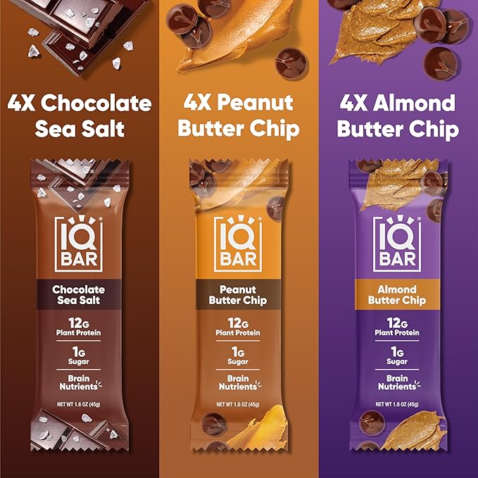 IQBAR Brain and Body Keto Protein Bars - 12 Count Chocolate Lovers Variety Low Carb Vegan Bars &amp IQMIX Sugar Free Electrolyte Powder Packets - 20 Count Variety Pack Keto Electrolytes with Lions M