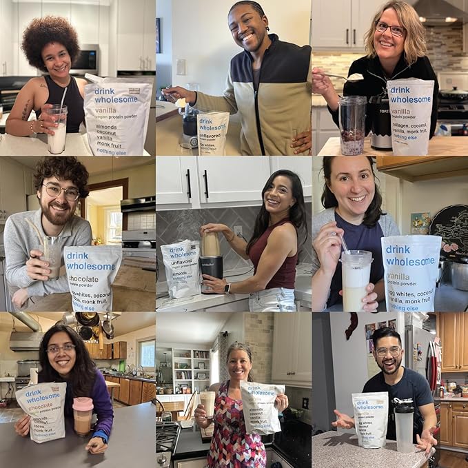 drink wholesome Chocolate Collagen Protein Powder for Sensitive Stomachs | Minimally-Processed Whole-Food Protein | Additive-Free Dairy-Free Gluten-Free | Low FODMAP