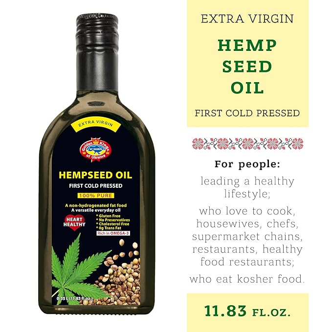 Natural Cold-Pressed Oil Variety Pack – Black Cumin Pumpkin Hemp &amp Flaxseed – Extra Virgin Unrefined Glass Bottles – 4 x 11.83 OZ – Ideal for Cooking