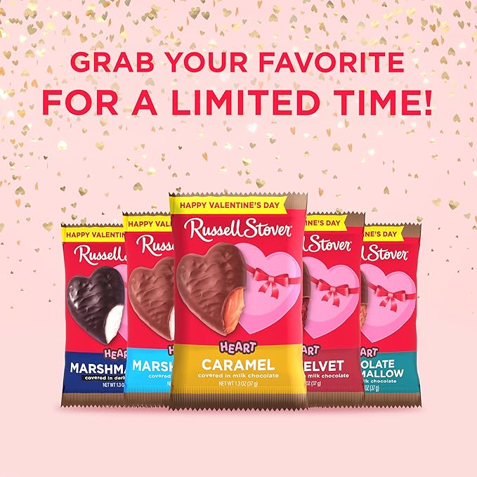 RUSSELL STOVER Valentine's Day Milk Chocolate Caramel Heart 1.3 oz. (Pack of 18)