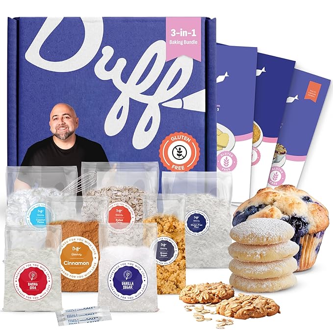 Baketivity x Duff Goldman Gluten Free Baking Kits Bundle Oatmeal Coconut Cookies Sugar Cookies &amp Blueberry Muffins – Family Baking Fun for Kids &amp Parents