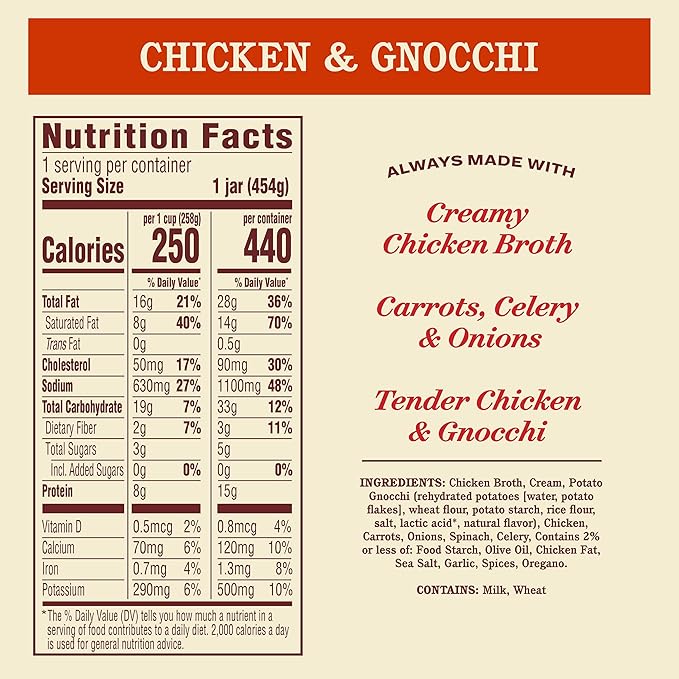 Rao's Homemade | Chicken Gnocchi Soup | 16oz | Pack of 6