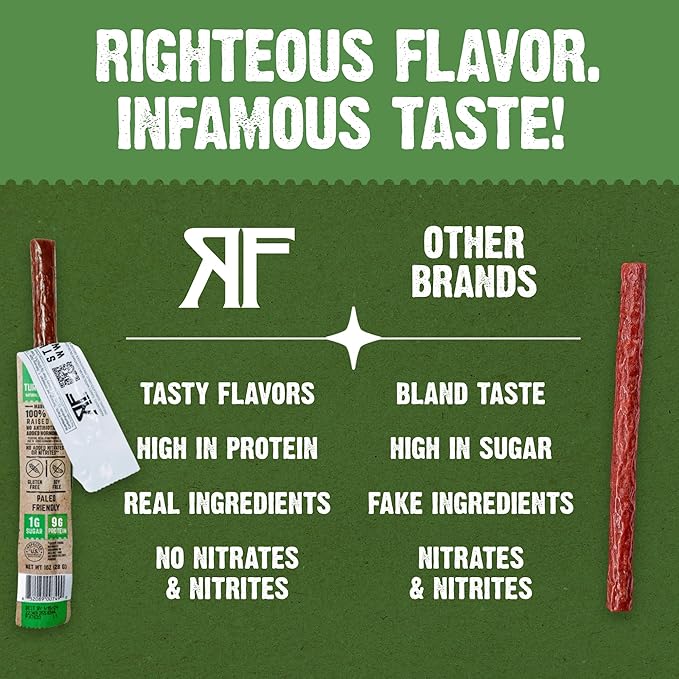 Righteous Felon Meat Sticks | 100% Turkey | 9g Protein per Stick | Keto Gluten-Free Low Sugar High Protein Snack Sticks | Individually Wrapped | Lemon Pepper Turkey Sticks 24 Count