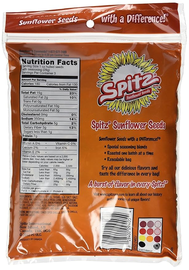 Spitz Sunflower Seeds Variety Bundle 6 oz (Pack of 5) includes 1 Bag Each of Salted Cracked Pepper Smoky BBQ Dill Pickle and Chili Lime (30oz total)