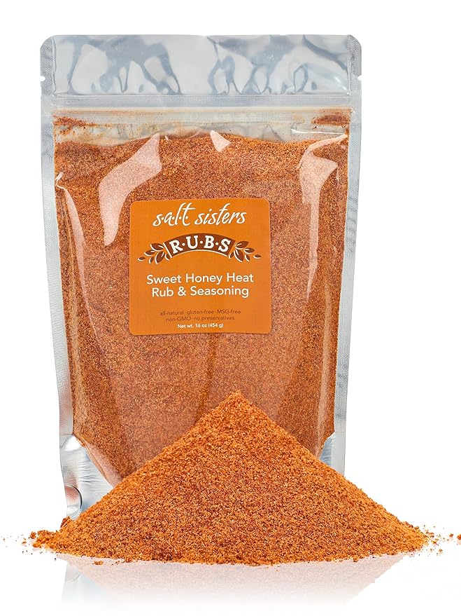 s.a.l.t. sisters Sweet Honey Heat Rub &amp Seasoning | All-Natural Gluten Free MSG Free Non-GMO | Dry &amp Wet Rub Seasoning Base | Versatile Use for Chicken Wings Brisket Pulled Pork and More