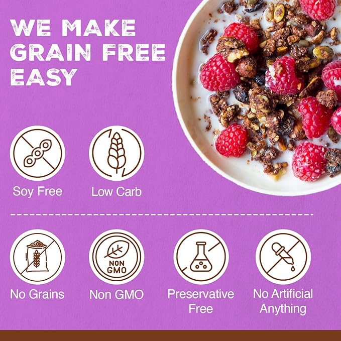 Paleonola Chocolate Fix Grain Free Granola 10 Oz Resealable Bag (Pack of 3) - Grainless Paleo Granola Blended w/Dried Cranberries &amp Coconut Organic Cacao Powder &amp Hazelnuts - Gluten &amp D