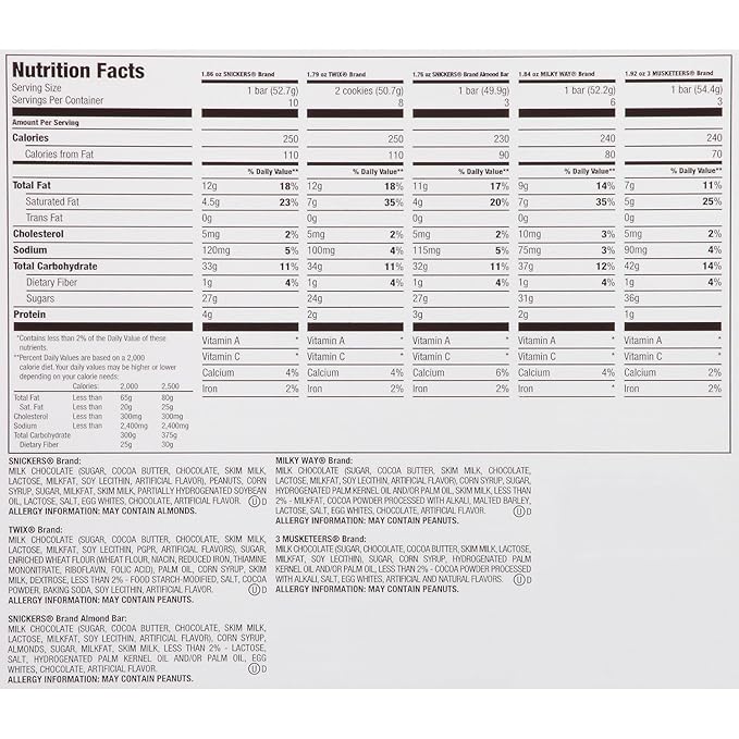 M&ampM Mars Chocolate Bar Variety Pack 55 Ounce 30 Count