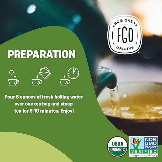 FGO Organic Lemon Balm Tea 100 Count Eco-Conscious Herbal Tea Bags Resealable Bag Caffeine Free Packaging May Vary (Pack of 1)