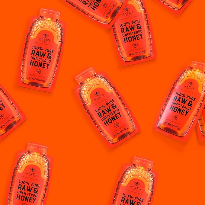 Nate's Bulk 400ct Honey Minis - Single-Serve 100% Pure Raw &amp Unfiltered Honey – 0.49oz Packets 400ct box