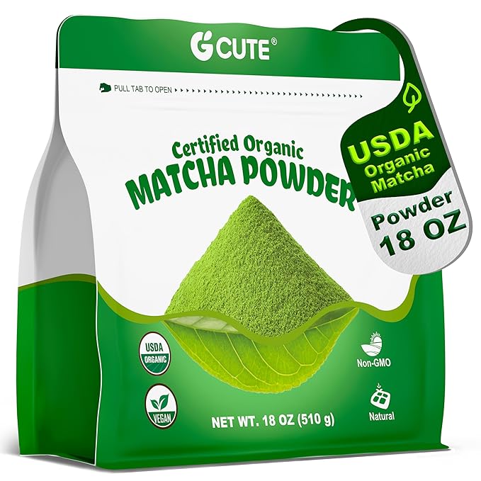 Organic Matcha Powder 18 oz | Natural Drinks Pure Tea Powder | Organic Certification &amp Non-GMO | for Matcha Latte Smoothies Baking and Beverage Preparation | Gluten-Free &amp Vegan