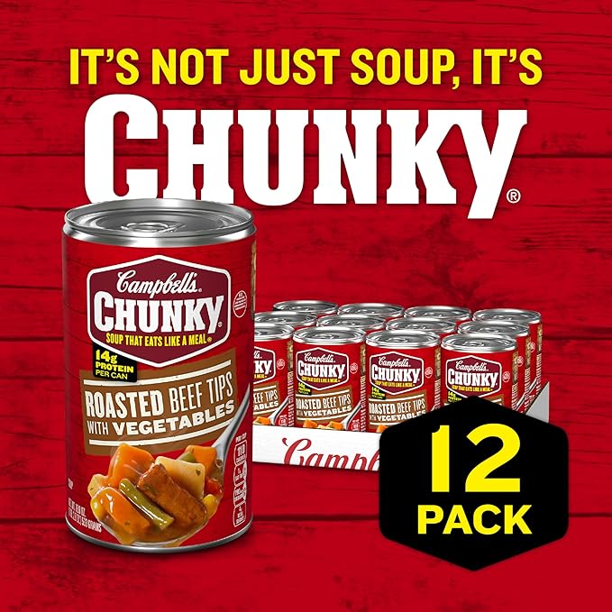 Campbell’s Chunky Soup Roast Beef Tips With Vegetables Soup 18.8 Oz Can (Case of 12)
