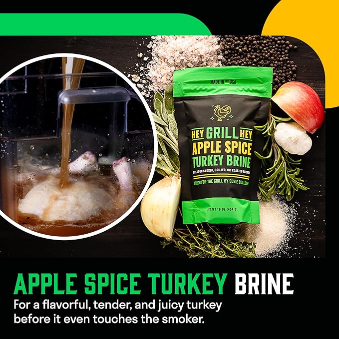 Hey Grill Hey | Turkey Brine Kit | | Includes Apple Spice Brine Smoked Turkey Rub and Cranberry BBQ Glaze| Smoked Turkey Brine &amp Seasoning Kit