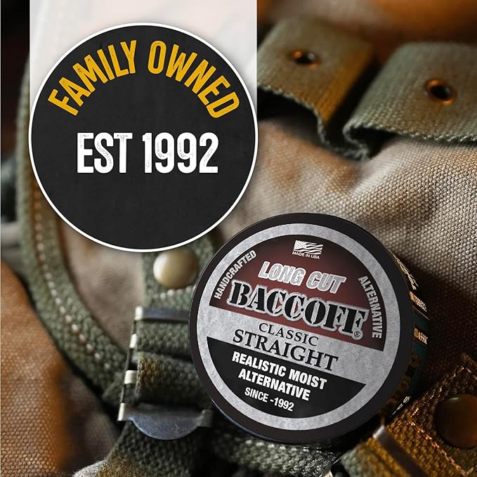 10 Cans BaccOff Classic Straight Long Cut Bold and Natural Flavor Realistic Moist Alternative