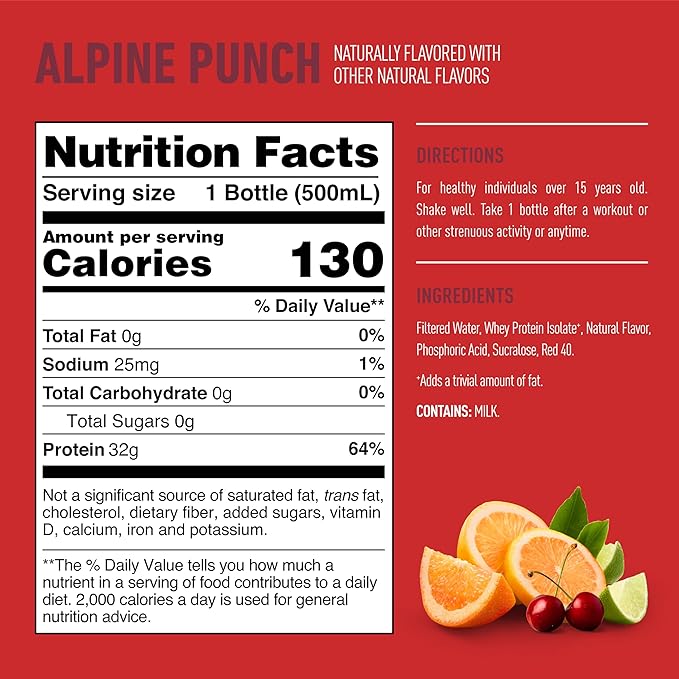 Isopure Zero Carb 32g Clear Protein Ready-to-Drink Whey Protein Isolate Alpine Punch 12 Pack (Packaging May Vary)