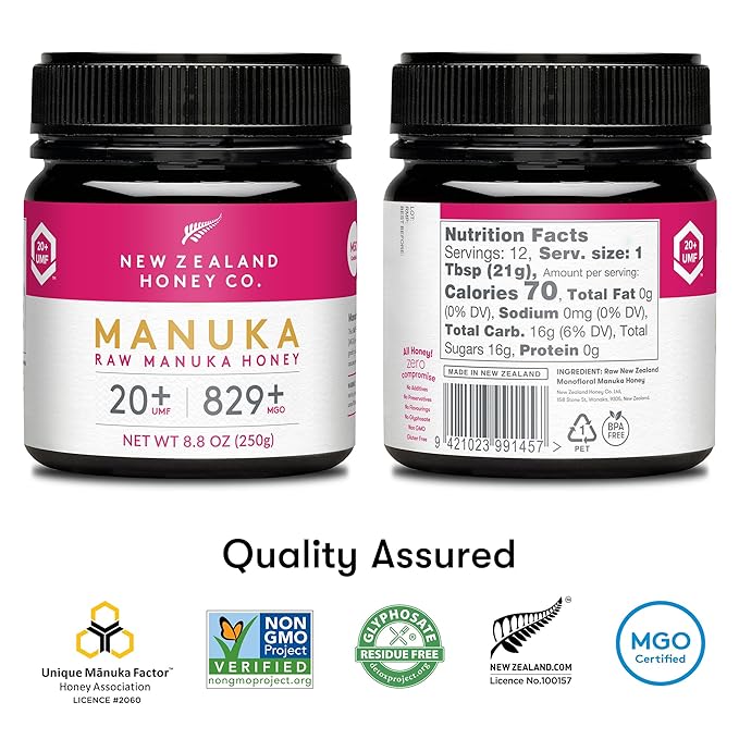 New Zealand Honey Co. Manuka Honey UMF 20+ | MGO 829+ 8.8 oz &amp Cough Drop MGO 263+ 16 count