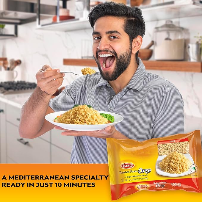 Osem Gourmet Orzo Pasta 4-Pack: Premium Kosher Certified Pasta - Great Taste Wholesome &amp Ready in 10 Minutes - Bulk Value Pack - 4.4lbs Total