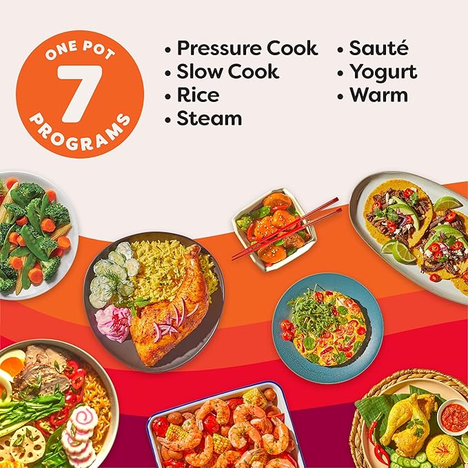 Instant Pot Duo 7-in-1 Electric Pressure Cooker Slow Cooker Rice Steamer Sauté Yogurt Maker Warmer &amp Sterilizer Includes App With Over 800 Recipes Stainless Steel 6 Quart
