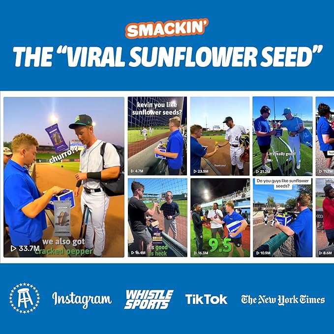 SMACKIN' Sunflower Seeds Roasted Jumbo Small-Batch American Made - Backyard BBQ. 1.5oz bags (36 Pack)