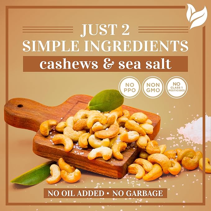 Oven Dry Roasted Fancy Cashews with Sea Salt-32 oz (2 lbs)|Whole Cashew|No Oil|No PPO|Vegan and Keto Friendly|Made from Natural Cashews