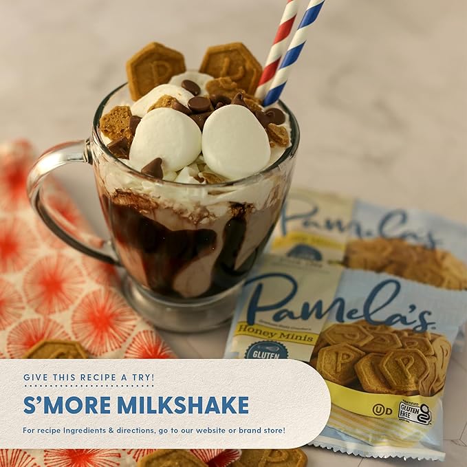 Pamela's Gluten Free Mini Graham Crackers Honey Pie Crust S'mores &amp Snacks 8-1 Ounce Bags (Pack of 6