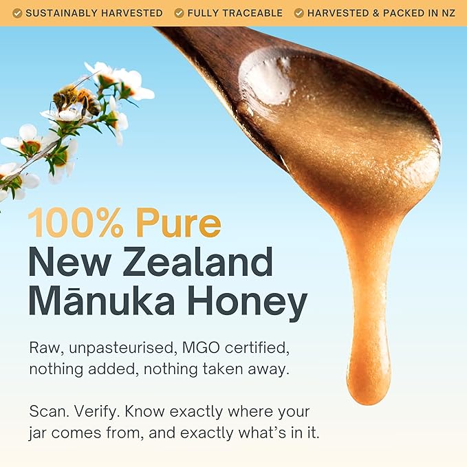 100% Certified Pure New Zealand Manuka Honey MGO 515+ | Raw Unpasteurized Natural Honey | Fully Traceable Non-GMO Glyphosate Free Lab Tested (250g)