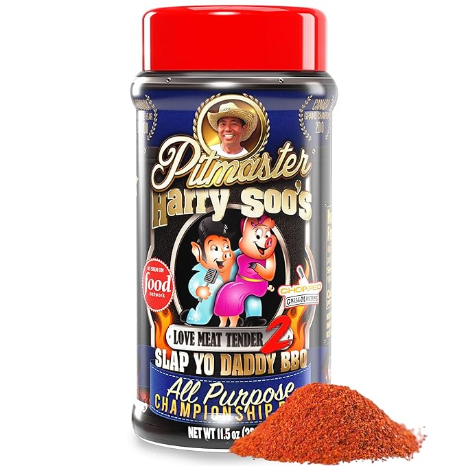 Slap Yo Daddy BBQ Rub Love Meat Tender – Championship AP Seasoning for Smoking &amp Grilling From Pitmaster Harry Soo - All Purpose BBQ Rub - No MSG Gluten-Free - 12 oz