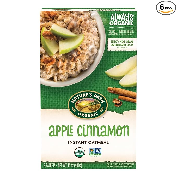 Nature's Path Organic Apple Cinnamon Instant Oatmeal 14 oz (Pack of 6) Non-GMO