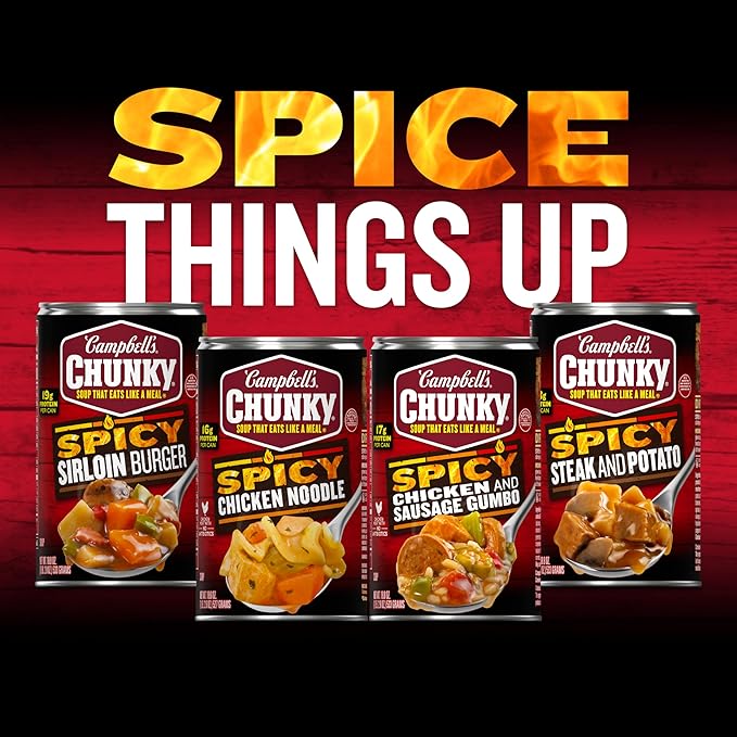 Campbell’s Chunky Soup Spicy Chicken and Sausage Gumbo 18.8 oz Can (Pack of 12)
