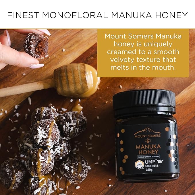 Mount Somers Premium Manuka Honey MGO 514+ / UMF 15+ 100% Pure New Zealand Manuka Honey - Genuine Natural Superfood - UMF Certified &amp Traceable 8.8oz Jar