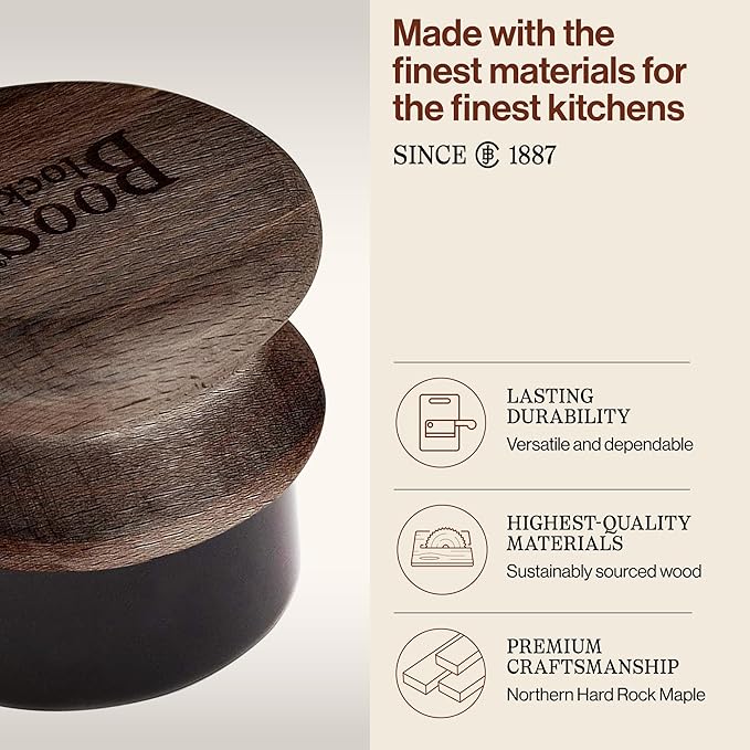 John Boos Oil &amp Cream Round Applicator for Wood Cutting Boards Butcher Blocks &amp Utensils Walnut - Solid Hardwood Handle Silver Ion-Treated Sponge Storage Cap Easy and Even Application
