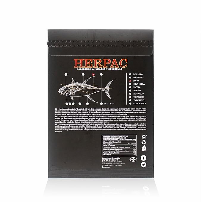 Mojama Sliced Dry-Cured Tuna Jerky – 2.82 oz / 80g Each – Premium Spanish Delicacy by HERPAC – 3-Pack – Artisan-Crafted Ready to Eat